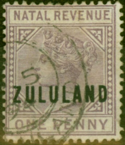 Rare Postage Stamp from Zululand 1891 1d Dull Mauve SGF1 Fine Used