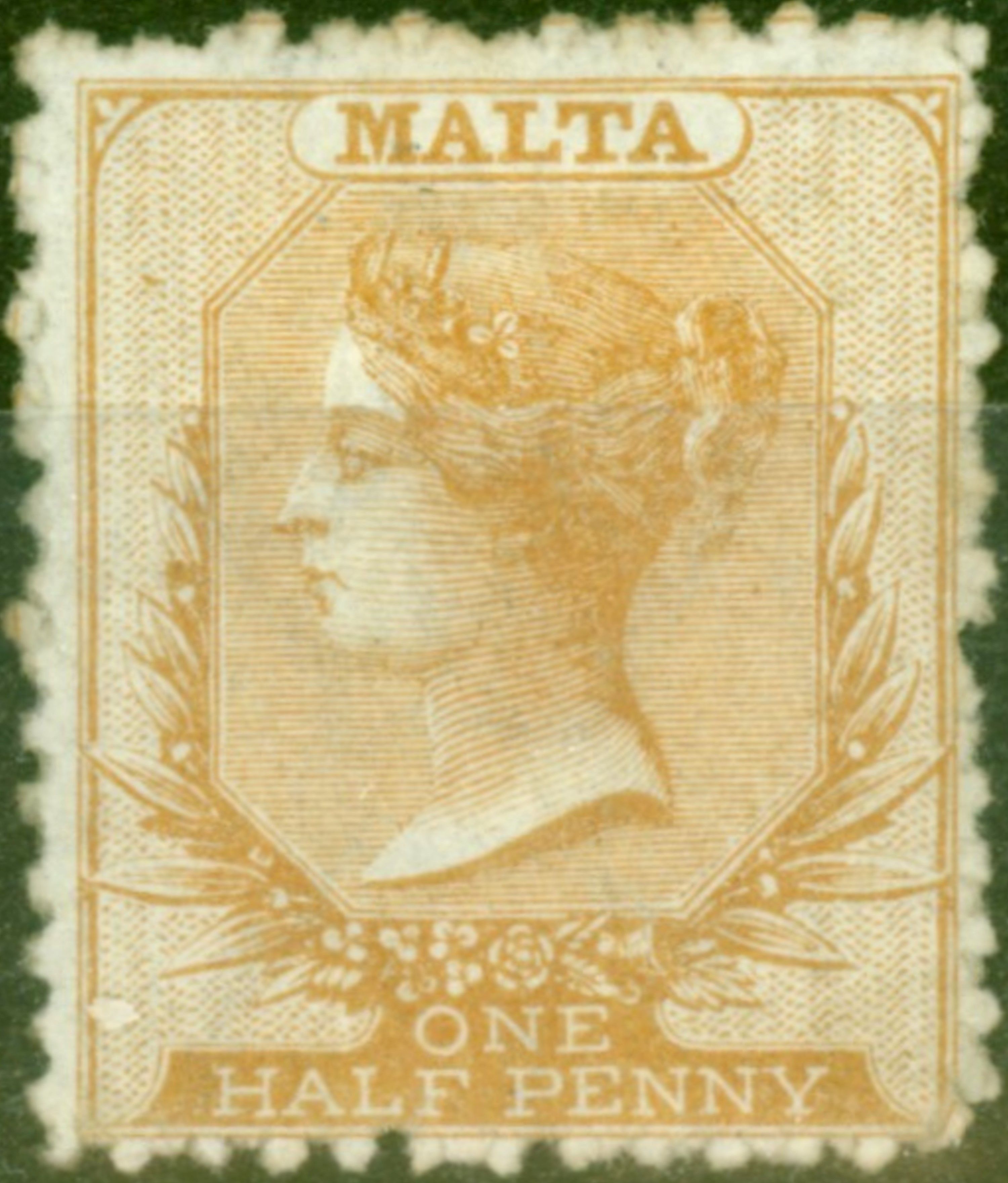 A mounted mint example Sg 14 MALTA-1868 ½d Buff-Brown 