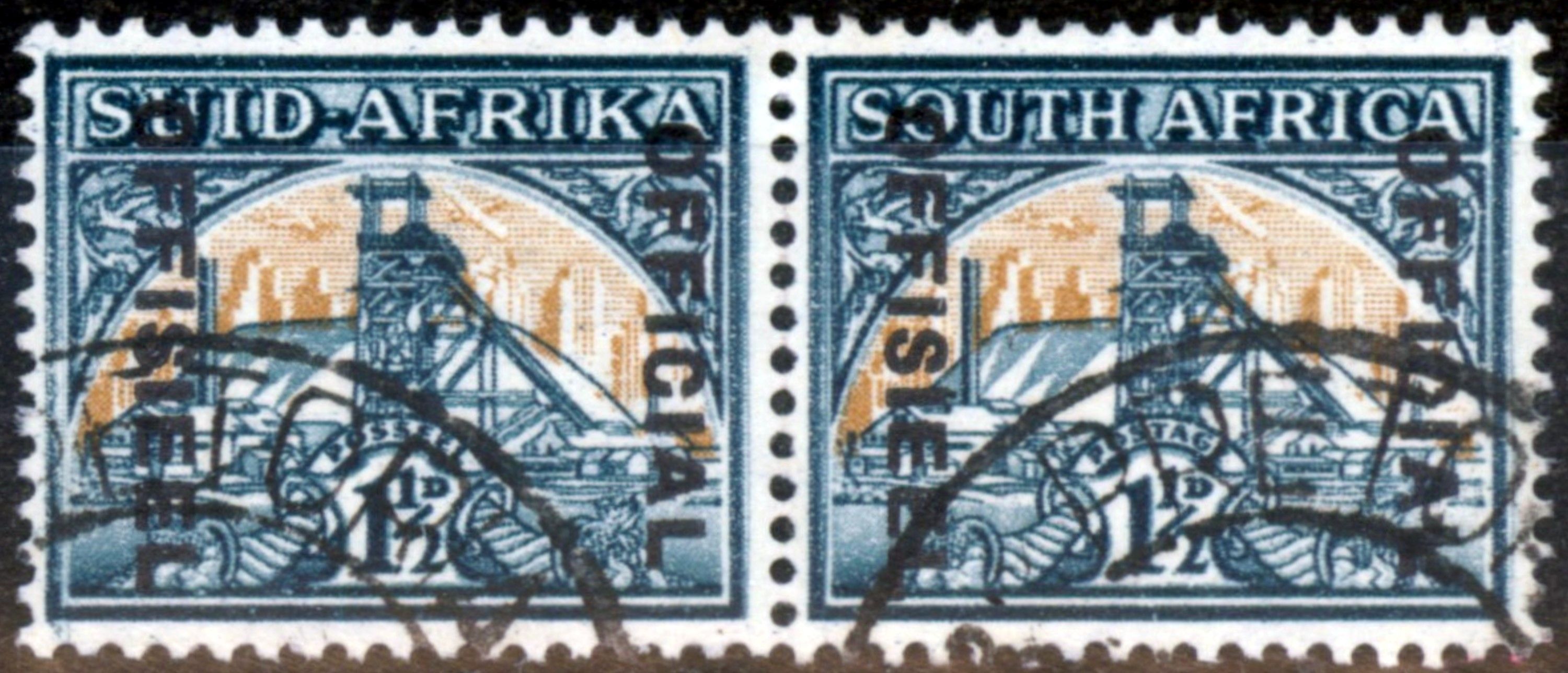 6 Buff South Africa 1944 1 1/2d Blue-Green & Yellow-Buff SG033 Fine Used 