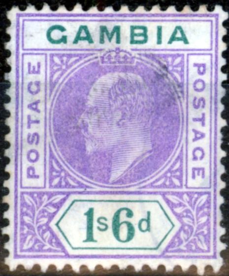 Valuable Postage Stamp from Gambia 1909 1s6d Violet & Green SG82 Fine Used