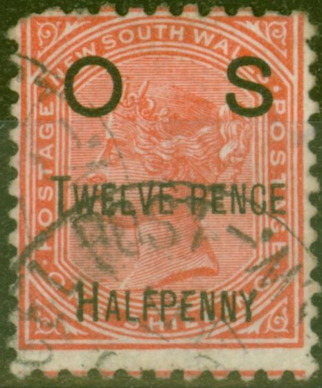 Valuable Postage Stamp from N.S.W 1891 12 1/2d on 1s Red SG057 Good Used