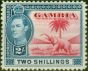 Rare Postage Stamp Gambia 1938 2s Carmine & Blue SG157 Fine MM