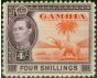Old Postage Stamp Gambia 1938 4s Vermilion & Purple SG159 Fine MM