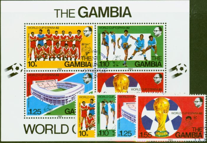 Collectible Postage Stamp from Gambia 1982 World Cup set of 5 SG471-MS475 V.F.U