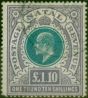 Valuable Postage Stamp Natal 1902 £1 10s Green & Violet SG143 Fine Used