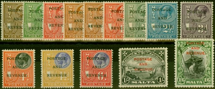 Valuable Postage Stamp Malta 1928 Set of 14 to 1s6d SG174-187 Fine MM