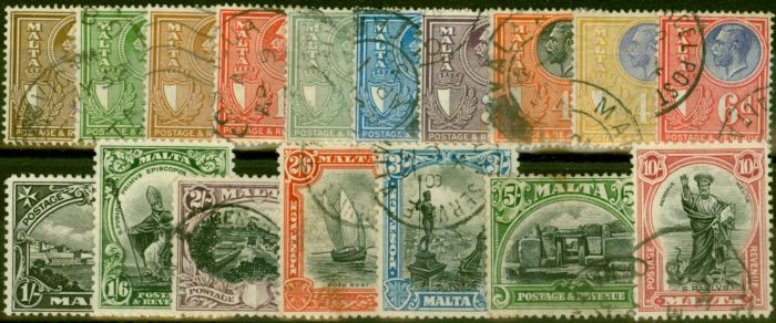 Valuable Postage Stamp Malta 1930 Set of 17 SG193-209 Fine Used