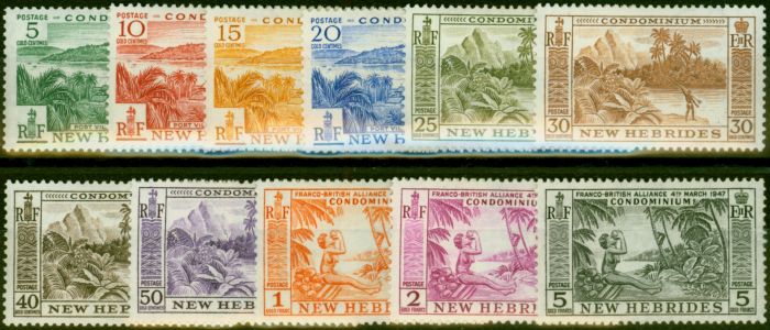 Rare Postage Stamp New Hebrides 1953 Set of 11 SG68-78 Fine & Fresh LMM