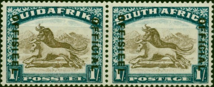 Collectible Postage Stamp South Africa 1933 1s Brown & Deep Blue SG017b 21mm Wmk Inverted Fine MM