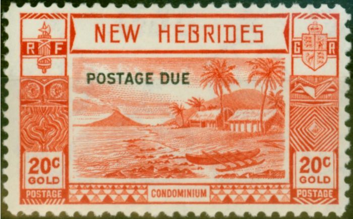 Rare Postage Stamp New Hebrides 1938 20c Scarlet SGD8 Fine MNH