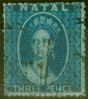 Rare Postage Stamp from Natal 1861 3d Blue SG11 Fine Used