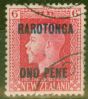 Rare Postage Stamp from Rarotonga 1919 4 1/2d Dp Green SG51b Vert Pair V.F Very Lightly Mtd Mint