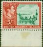 Valuable Postage Stamp British Solomon Islands 1959 5s Emerald-Green & Scarlet SG71 V.F MNH