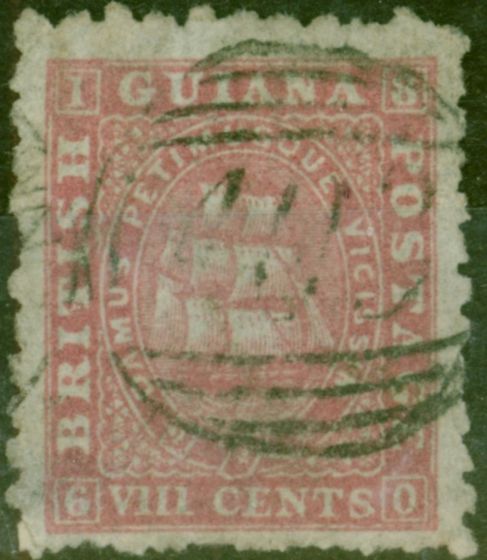 Collectible Postage Stamp from British Guiana 1871 8c Pink SG95 P.10 Fine Used.