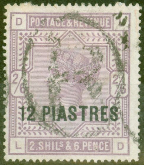 Valuable Postage Stamp from British Levant 1885 12pi on 2s6d Lilac-Bluish SG3 Ave Used