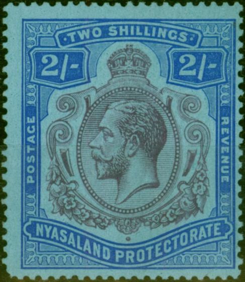 Rare Postage Stamp Nyasaland 1926 2s Purple & Blue-Pale Blue SG109a 'Break in Scroll' Fine MNH