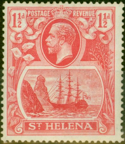 Rare Postage Stamp St Helena 1923 1 1/2d Rose-Red SG99b 'Torn Flag' Fine VLMM