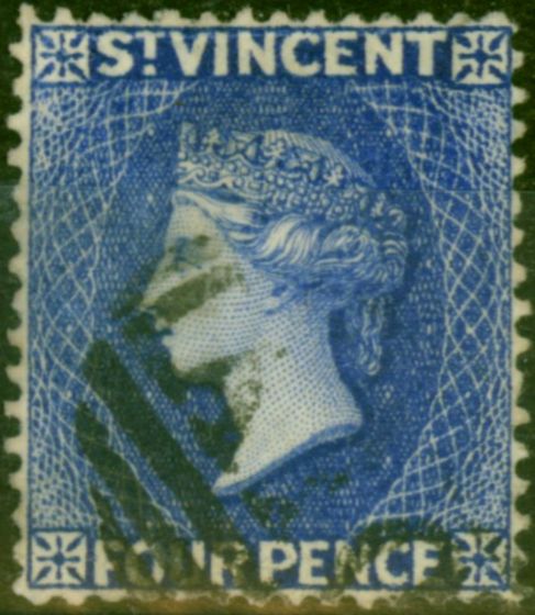 Collectible Postage Stamp St Vincent 1882 4d Dull Ultramarine SG41a Wmk Reversed Fine Used Scarce