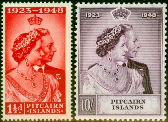 Rare Postage Stamp from Pitcairn Islands 1949 RSW Set of 2 SG11-12 Very Fine MNH