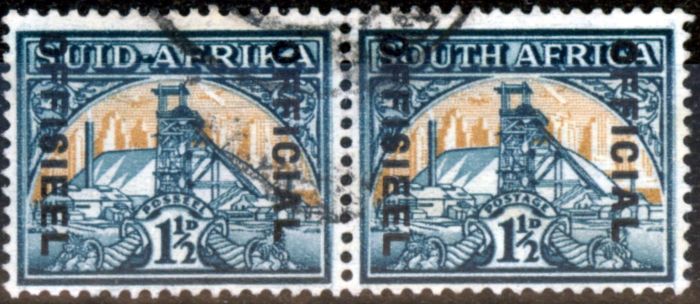 Rare Postage Stamp from South Africa 1944 1 1/2d Blue-Green & Yellow-Buff SG033 Fine Used (6)