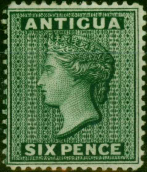 Rare Postage Stamp Antigua 1872 6d Blue-Green SG15y 'Wmk Inverted & Reversed' V.F & Fresh MM Rare