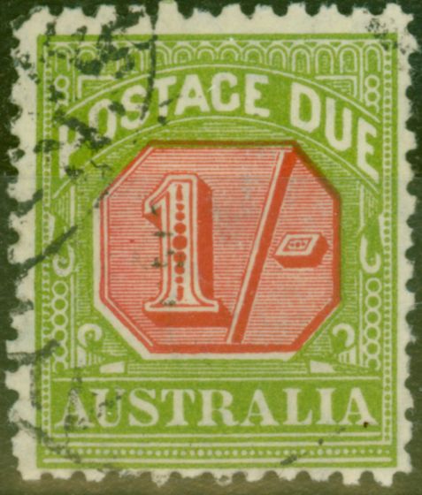 Valuable Postage Stamp from Australia 1909 1s Carmine & Yellow-Green SGD111 Fine Used