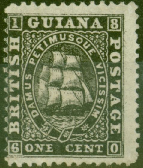 Old Postage Stamp from British Guiana 1863 1c Black SG51 Fine & Fresh Unused