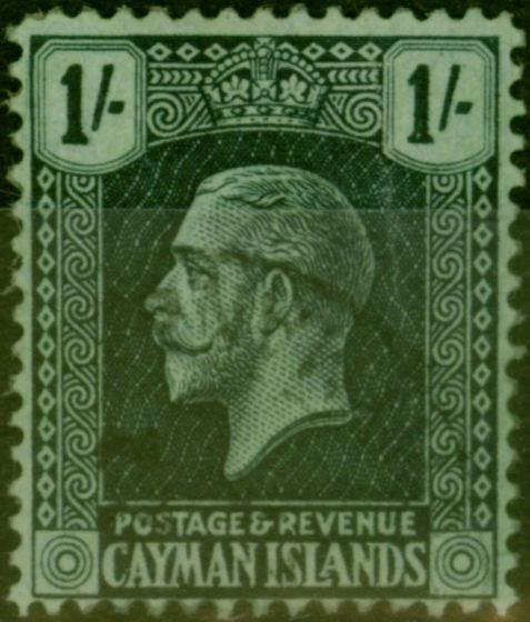 Old Postage Stamp Cayman Islands 1921 1s Black-Green SG63 V.F.U