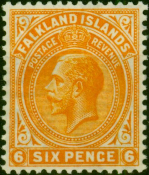Falkland Islands 1925 6d Yellow-Orange SG78 Fine MM  King George V (1910-1936) Old Stamps
