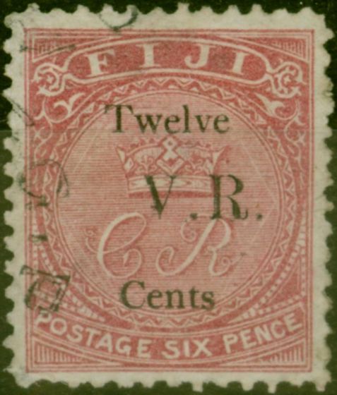 Old Postage Stamp Fiji 1874 12c on 6d Rose SG21 Fine Used Stamp