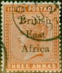 Valuable Postage Stamp B.E.A KUT 1895 3a Brown-Orange SG54 V.F.U