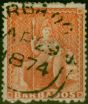 Old Postage Stamp Barbados 1872 Dull Vermilion SG57 Fine Used