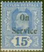 Old Postage Stamp from Ceylon 1903 15c Blue SG025 Fine Mtd Mint
