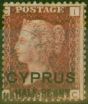 Valuable Postage Stamp from Cyprus 1881 1/2d on 1d Red SG9ab Pl 215 Surch Double Fine & Fresh Mtd MInt