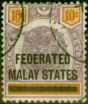 Valuable Postage Stamp from Fed of Malay States 1900 10c Dull Purple & Orange SG5 Fine Used