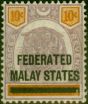 Valuable Postage Stamp Fed of Malay States 1900 10c Dull Purple & Orange SG5 Good MM