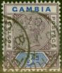 Old Postage Stamp from Gambia 1902 3d Deep Purple and Ultramarine SG41b Fine Used