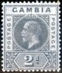 Old Postage Stamp from Gambia 1921 2d Grey SG111x Wmk Reversed Fine Very Lightly Mtd Mint