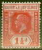 Valuable Postage Stamp from Gilbert & Ellice Is 1924 1 1/2d Scarlet SG29 V.F Very Lightly Mtd Mint