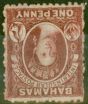 Rare Postage Stamp from Bahamas 1863 1d Carmine-Lake SG21w Wmk Inverted Fine & Fresh Mtd Mint