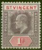 Collectible Postage Stamp from St Vincent 1904 1d Dull Purple & Carmine SG86 Ordin Paper Fine Mtd Mint.