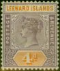 Old Postage Stamp Leeward Islands 1890 4d Dull Mauve & Orange SG4 Fine LMM
