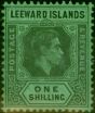Old Postage Stamp Leeward Islands 1942 1s Grey & Black-Emerald SG110ba Fine LMM