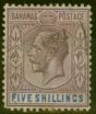 Valuable Postage Stamp from Bahamas 1924 5s Dull Purple & Blue SG124 Fine Used