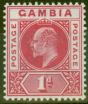 Collectible Postage Stamp from Gambia 1902 1d Carmine SG46 Fine & Fresh Lightly Mtd Mint