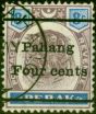 Rare Postage Stamp from Pahang 1899 4c on 8c Dull Purple & Ultramarine SG25 Very Fine Used