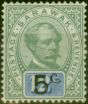 Rare Postage Stamp Sarawak 1891 5c on 12c Green & Blue with Stop SG25 Fine MM