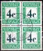 Old Postage Stamp from South Africa 1961 4c Dp Mtrle-Green & Lt Emerald SGD54 Fine Used Block of 4