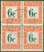 Rare Postage Stamp from South Africa 1961 6c Dp Green & Red-Orange SGD57 V.F.U Block of 4 (4)