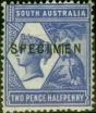 Valuable Postage Stamp from South Australia 1894 2 1/2d Violet-Blue SG234Var Error SPECIIMIEN V.F. Very Lightly Mtd Mint